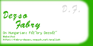 dezso fabry business card